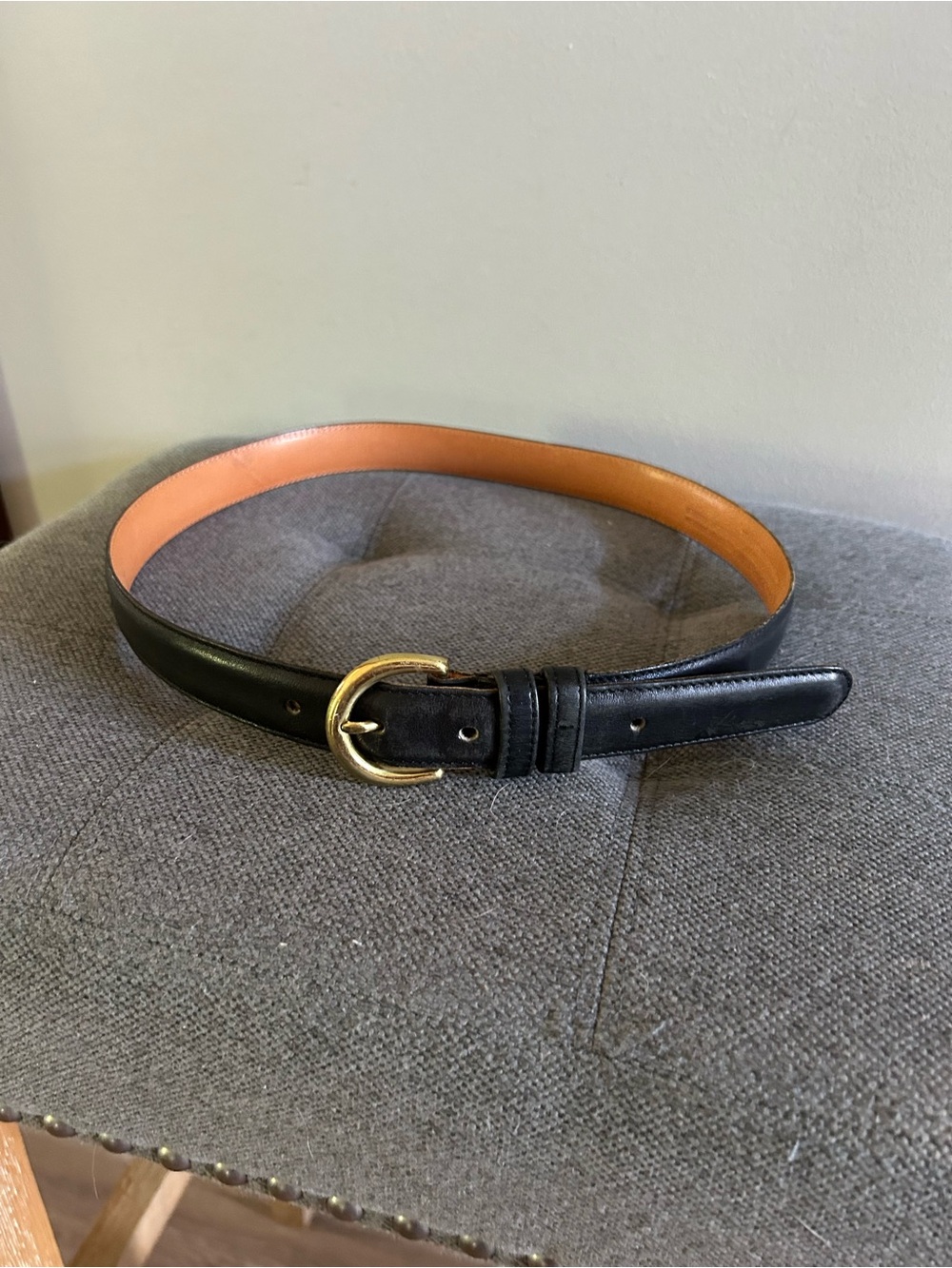 Vintage 80s 90s Coach Black Leather Belt Brass Buckle USA Made Medium